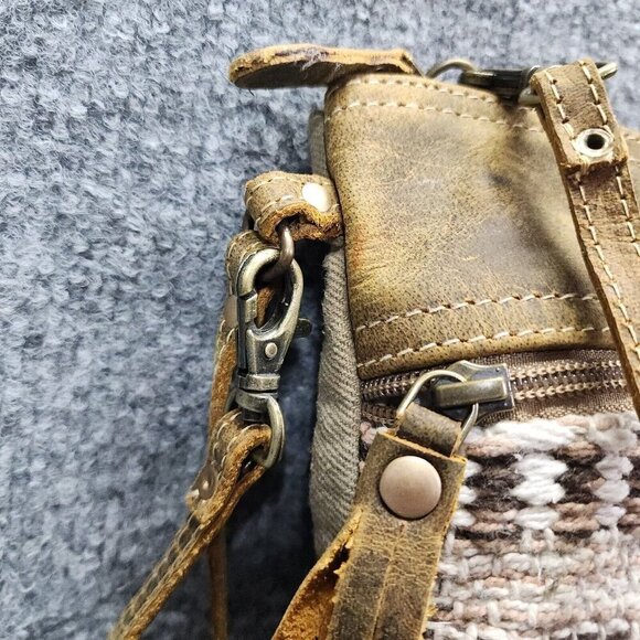 Myra Bag Contentment Small Crossbody Bag Upcycled Canvas Leather & Rug Western - Picture 8 of 14